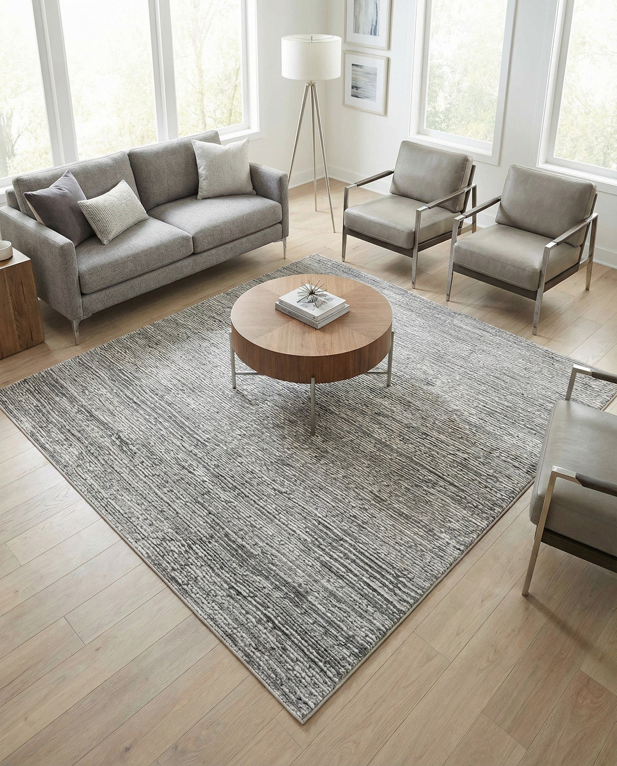 Bloomsbury Elegance Collection Area Rug -  Kensington (Gray) Square Gray  lifestyle 93