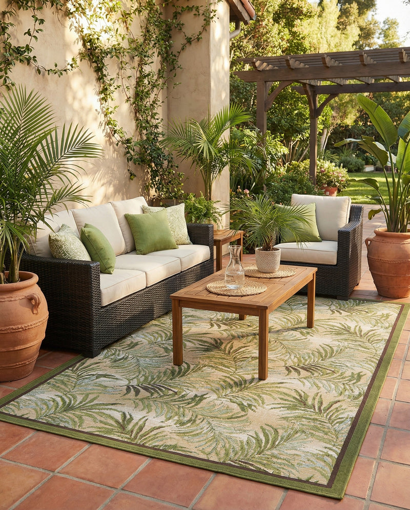 Seaside Blooms Collection Area Rug -  Verdant Rectangle Green  lifestyle 17