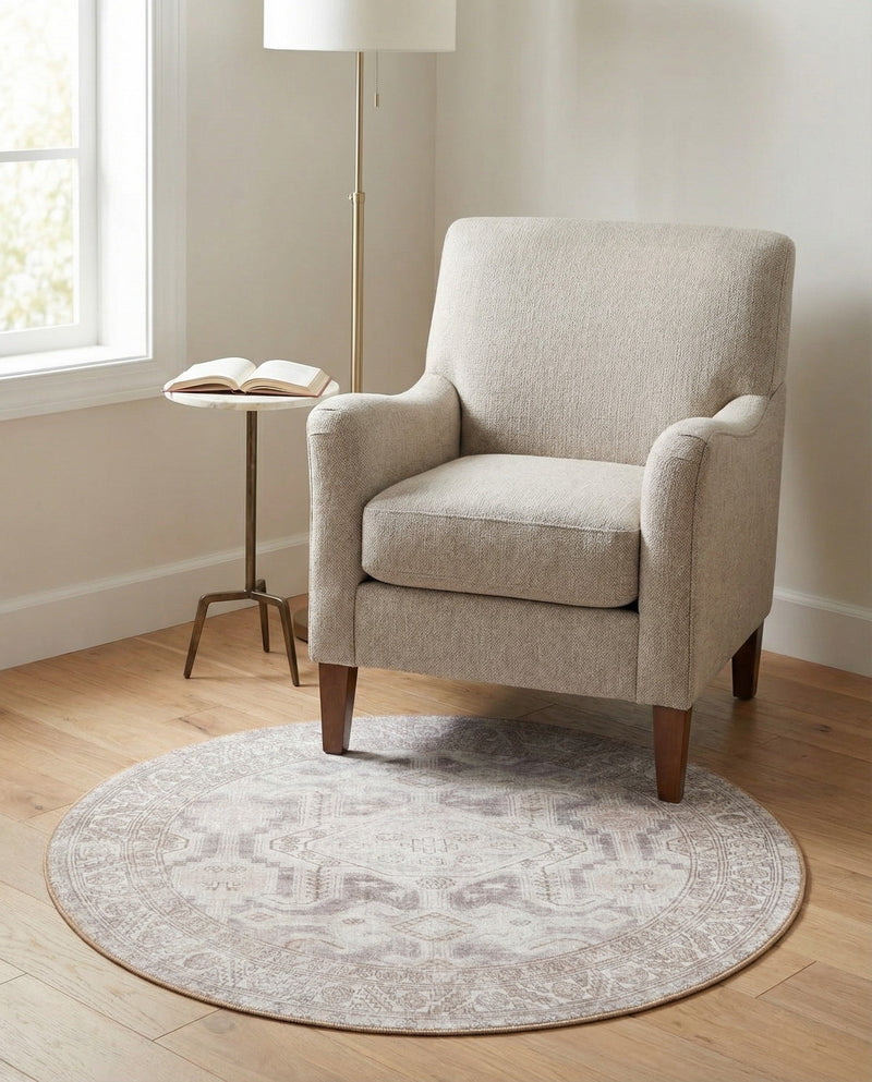 Heritage Elegance Collection Area Rug -  Charlottenburg Round Gray  lifestyle 77