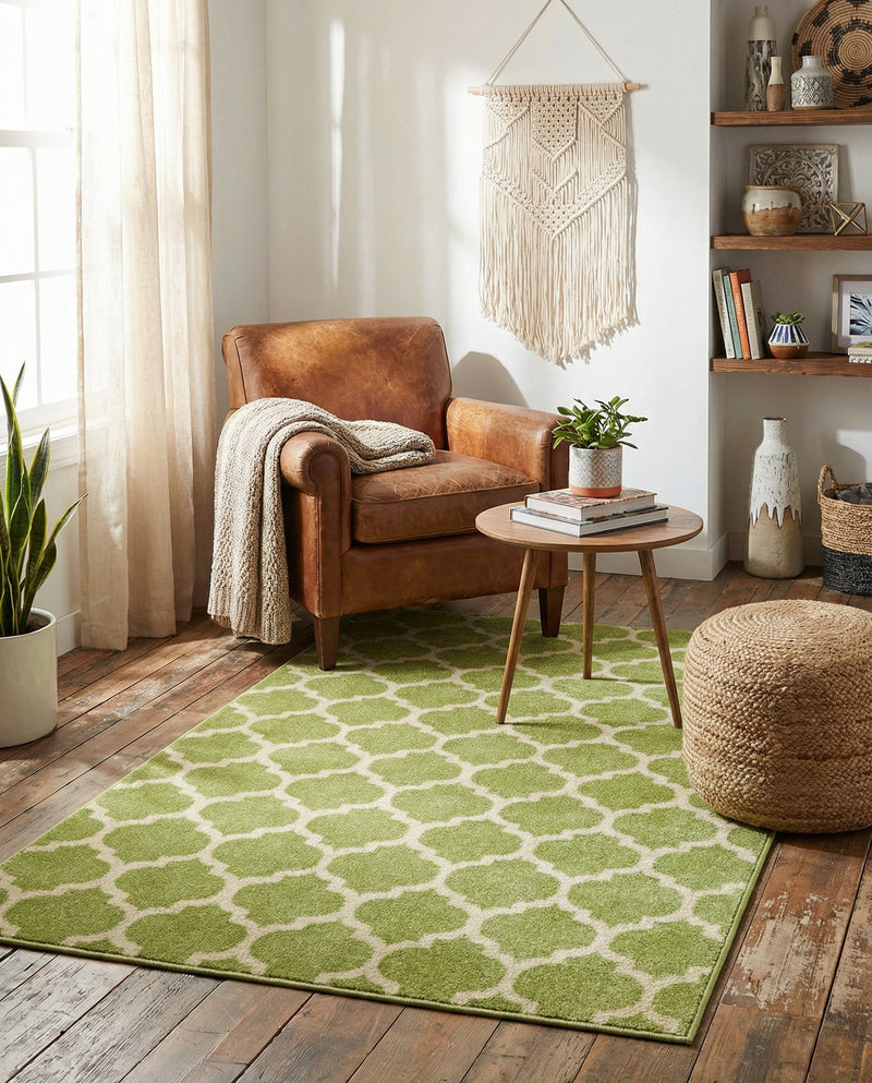 Lattice Gardens Collection Area Rug -  Bloomfield (Light Green) Rectangle Light Green  lifestyle 3