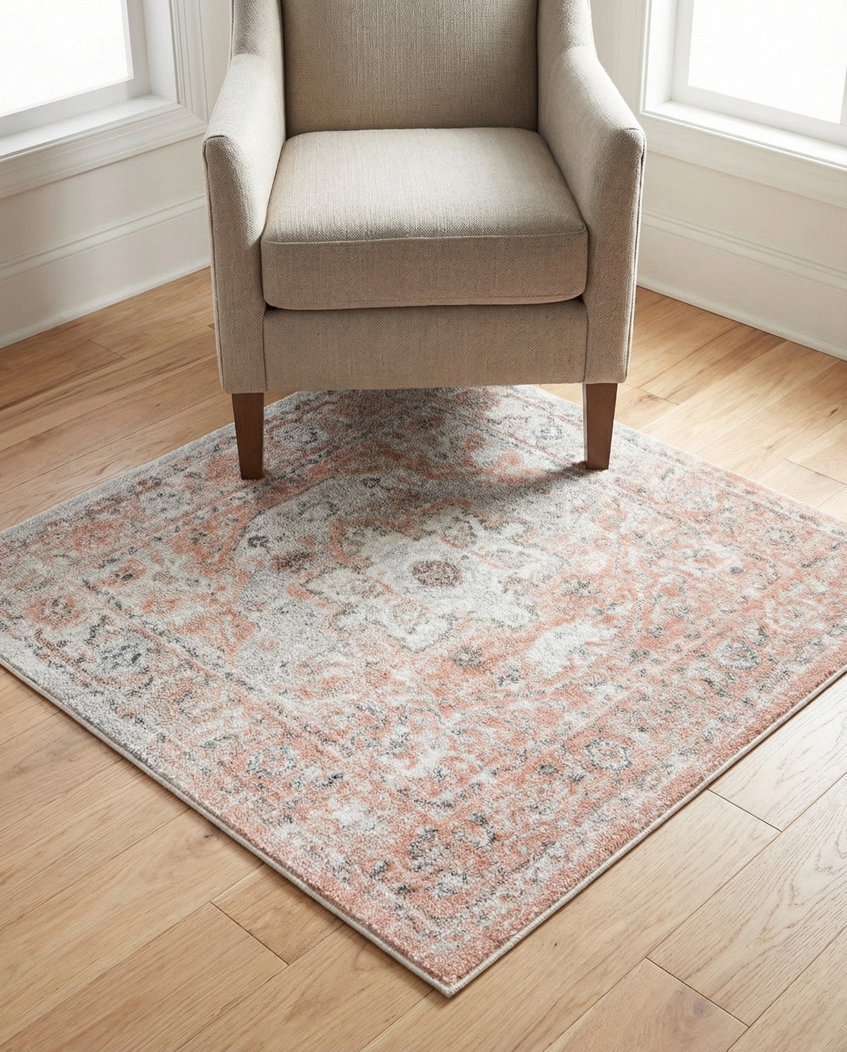 Parisian Elegance Collection Area Rug - Versailles (Rose Pink) Square Rose Pink  lifestyle 125