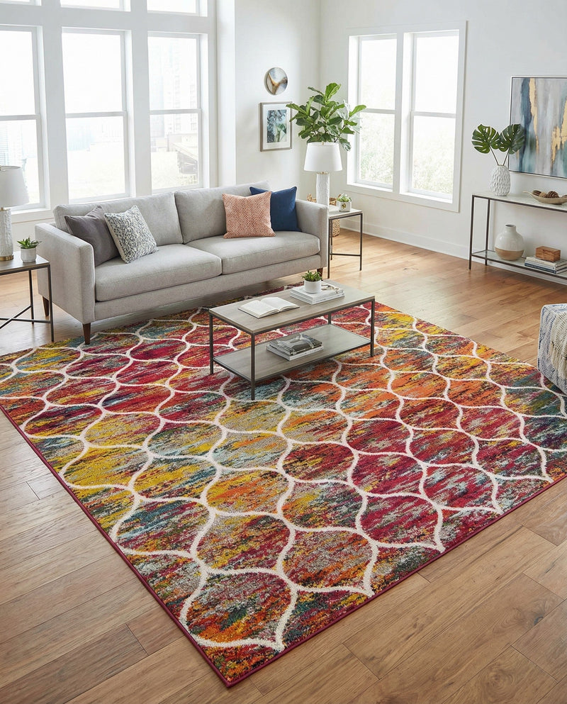 Trellis Mosaic Collection Area Rug -  Pergolatown (Multi) Square Multi  lifestyle 76