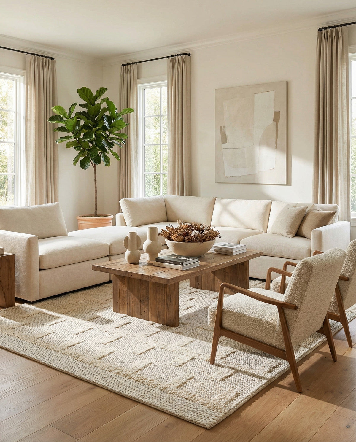 Lana Tasmanian Wool Collection Area Rug - Freycinet Rectangle Ivory  lifestyle 14