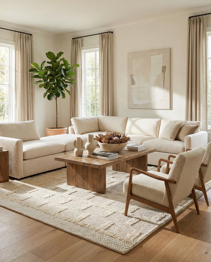 Lana Tasmanian Wool Collection Area Rug - Freycinet Rectangle Ivory  lifestyle 14