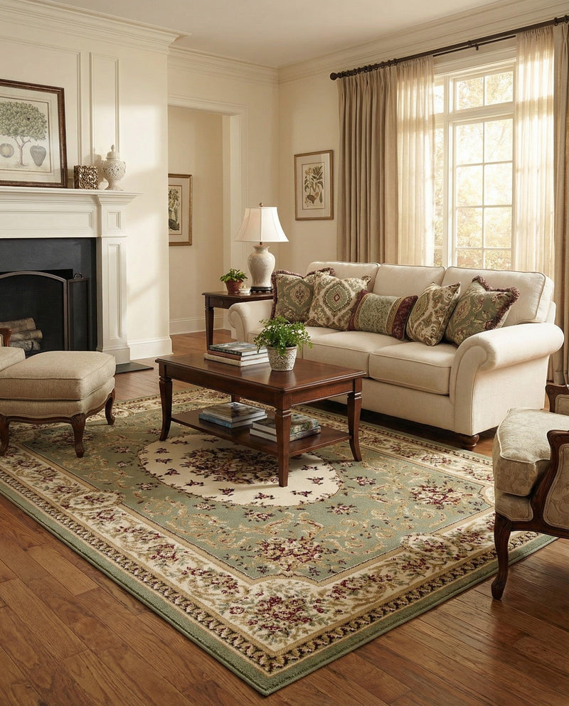 Versailles Elegance Collection Area Rug -  Bellevue Rectangle Green  lifestyle 12
