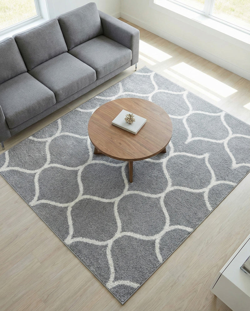 Trellis Mosaic Collection Area Rug -  Pergolatown (Light Gray) Square Light Gray  lifestyle 57