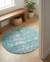 Brighton Stripes Collection Area Rug - Sussex (Light Blue) Round Light Blue  lifestyle 59