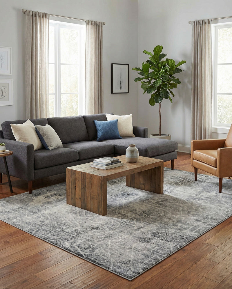 Riviera Elegance Collection Area Rug -  Grasse Rectangle Dark Gray  lifestyle 7