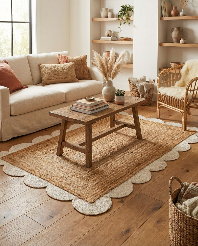 Serenity Braided Jute Collection Area Rug - Seaside Rectangle Natural and Ivory  lifestyle 18