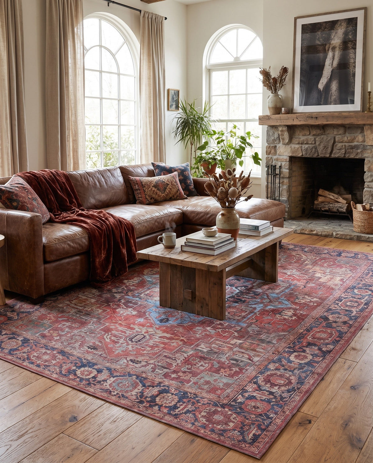 Zahara Oasis Collection Area Rug -  Essaouira Rectangle Rust Red  lifestyle 24