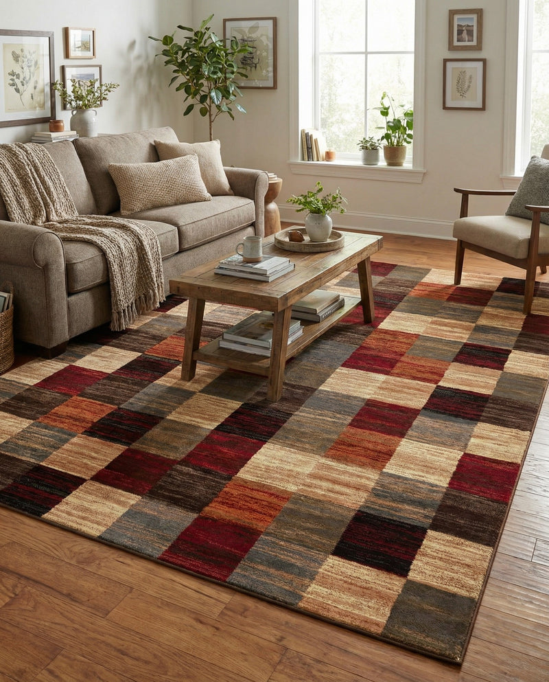 Bistro Lounge Collection Area Rug - Espresso Rectangle Multi  lifestyle 32