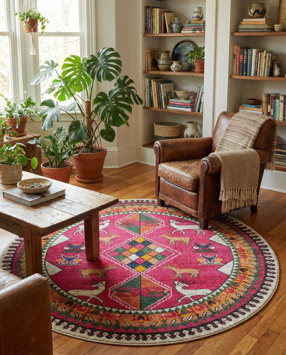 Sedona Vista Collection Area Rug -  Nolina Round Pink  lifestyle 92