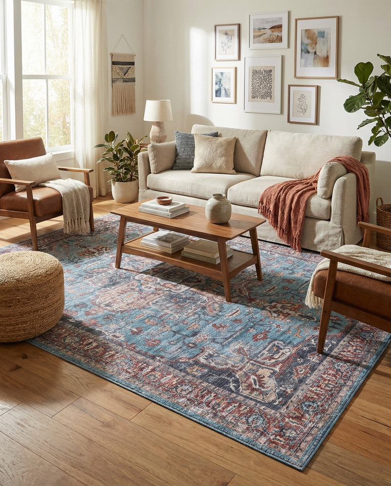 Zahara Oasis Collection Area Rug -  Casablanca Rectangle Blue  lifestyle 12