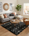 Berber Lattice Shag Collection Area Rug - Atlas (Black and White) Square Black and White  lifestyle 34
