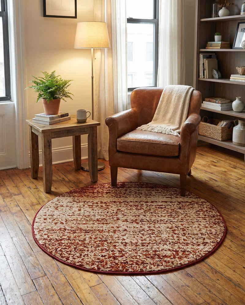 Autumn Meadow Collection Area Rug -  Ironbark Round Terracotta  lifestyle 80
