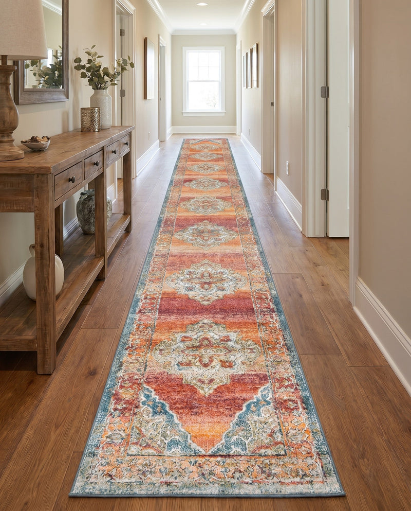 Savannah Soiree Collection Area Rug - Serengeti (Rust Red) Runner Rust Red  lifestyle 27
