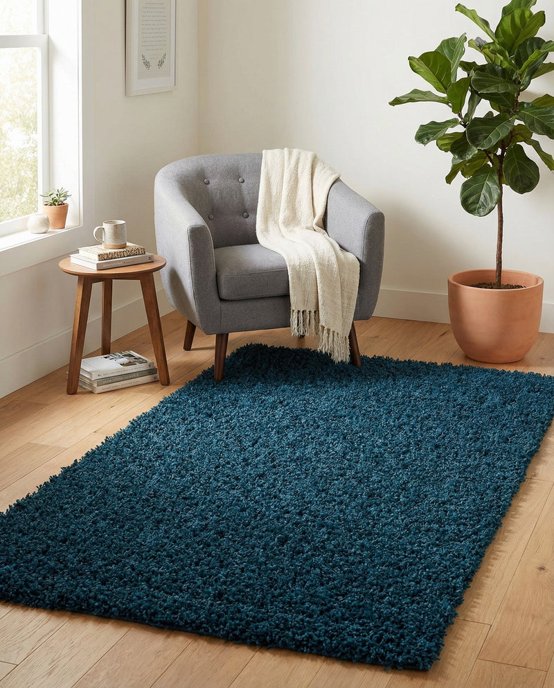 Plush Oasis Collection Area Rug - Serenity (Sapphire Blue) Rectangle Sapphire Blue  lifestyle 9