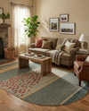 Zagros Oasis Collection Area Rug -  Kermanshah Oval Blue  lifestyle 68