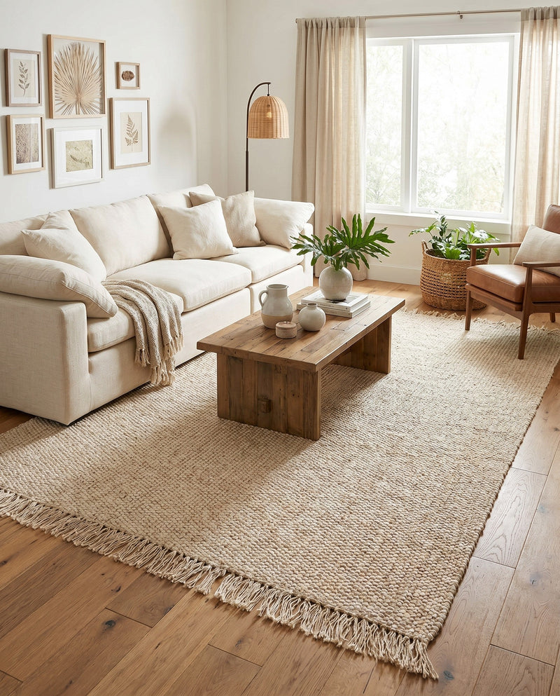 Savannah Jute Collection Area Rug - Seashore Rectangle Ivory  lifestyle 52