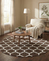 Lattice Gardens Collection Area Rug -  Bloomfield (Chocolate Brown) Round Chocolate Brown  lifestyle 75