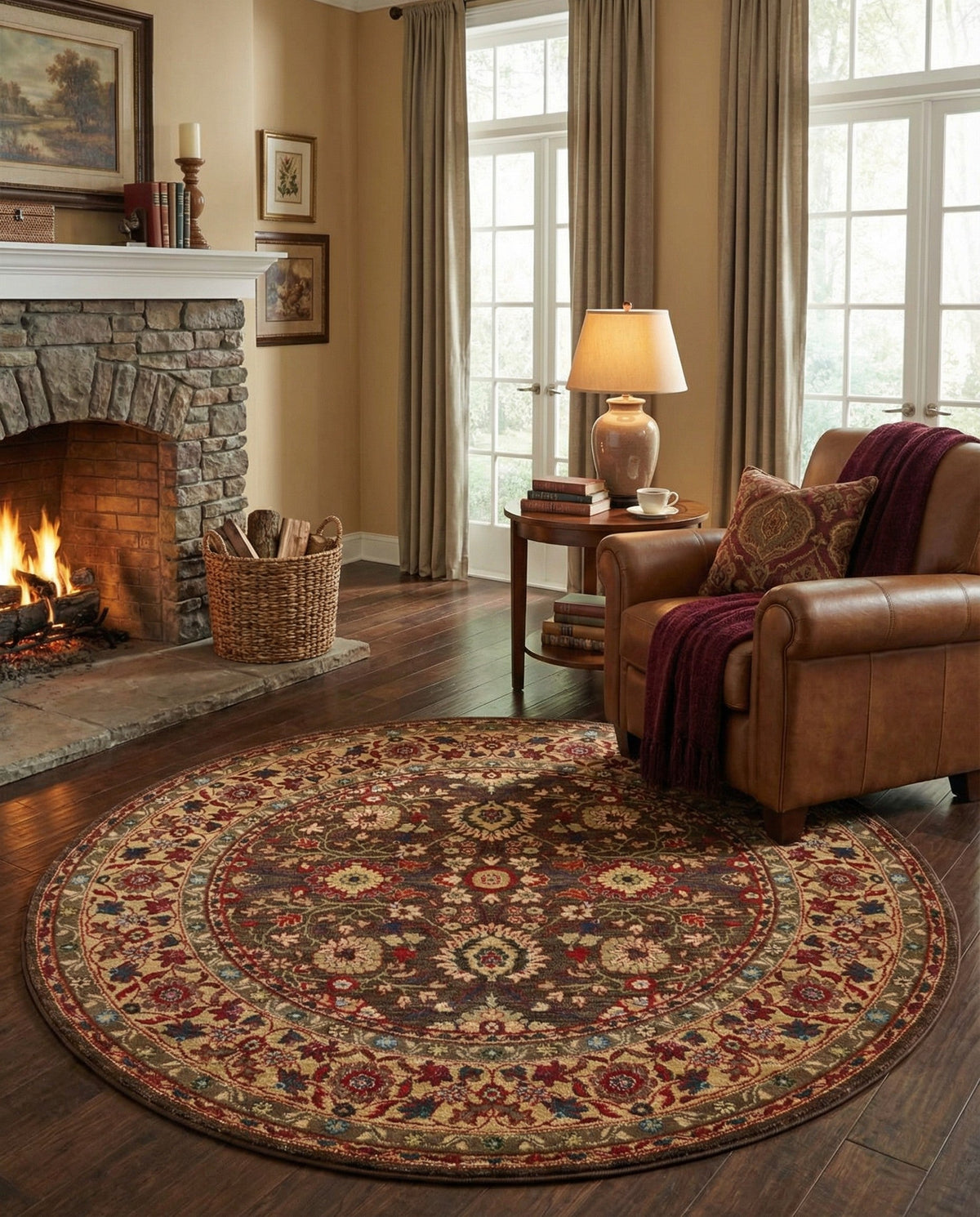 Chelsea Elegance Collection Area Rug -  Osterley Round Light Brown  lifestyle 192