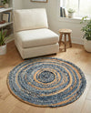 Woven Udaipur Collection Area Rug - Sahara Round Blue and Natural  lifestyle 73