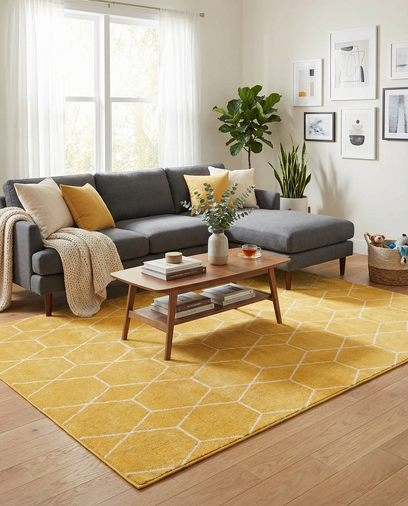 Trellis Mosaic Collection Area Rug - Arborville (Yellow) Rectangle Yellow  lifestyle 6