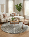Berber Lattice Shag Collection Area Rug - Atlas (Gray) Round Gray  lifestyle 40