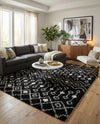 Berber Lattice Shag Collection Area Rug - Atlas (Black and White) Square Black and White  lifestyle 35
