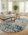 Mediterranean Lattice Collection Area Rug - Santorini (Multi Gray Blue) Oval Multi Gray Blue  lifestyle 76