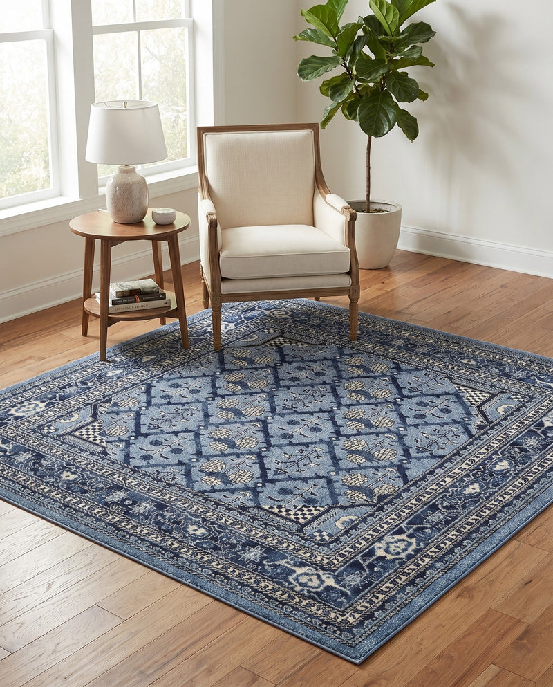 Horizon Collection Area Rug -  Aurora Square Blue  lifestyle 57