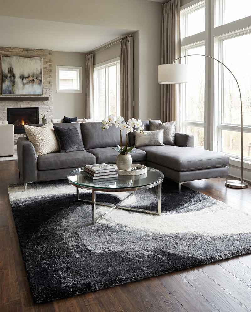 Cozy Haven Shag Collection Area Rug -  Oasis Rectangle Smoke Gray  lifestyle 30