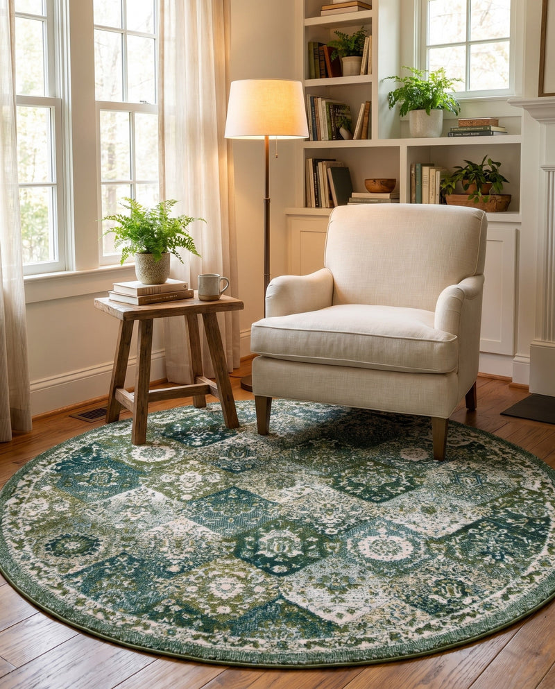 Brighton Terrace Collection Area Rug -  Rottingdean (Green) Round Green  lifestyle 37