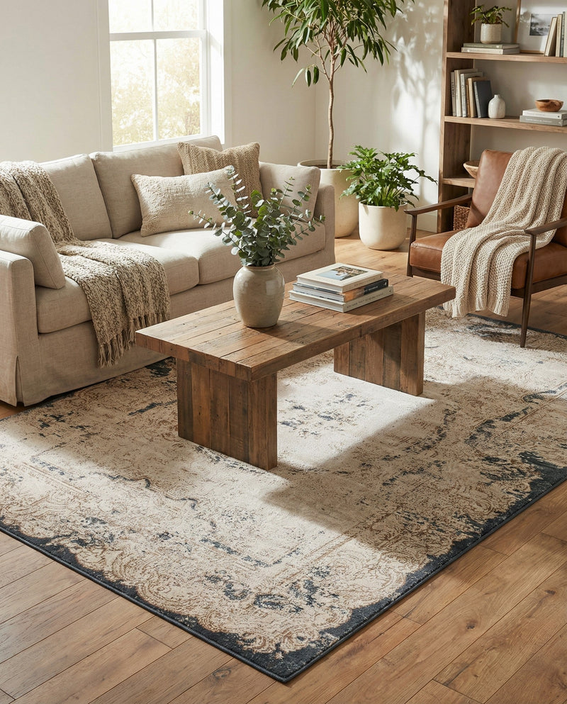 Coastal Manor Collection Area Rug -  Tidewater Rectangle Cream  lifestyle 20