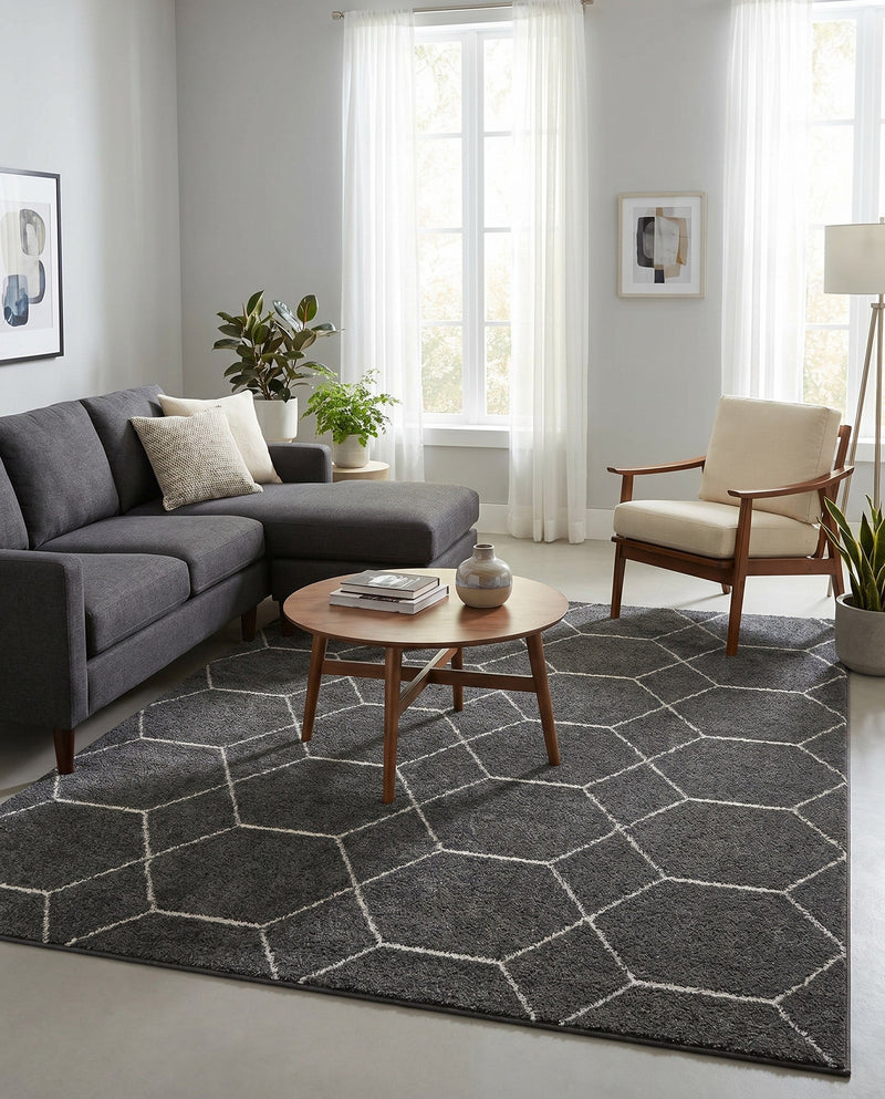 Trellis Mosaic Collection Area Rug - Arborville (Dark Gray) Rectangle Dark Gray  lifestyle 24