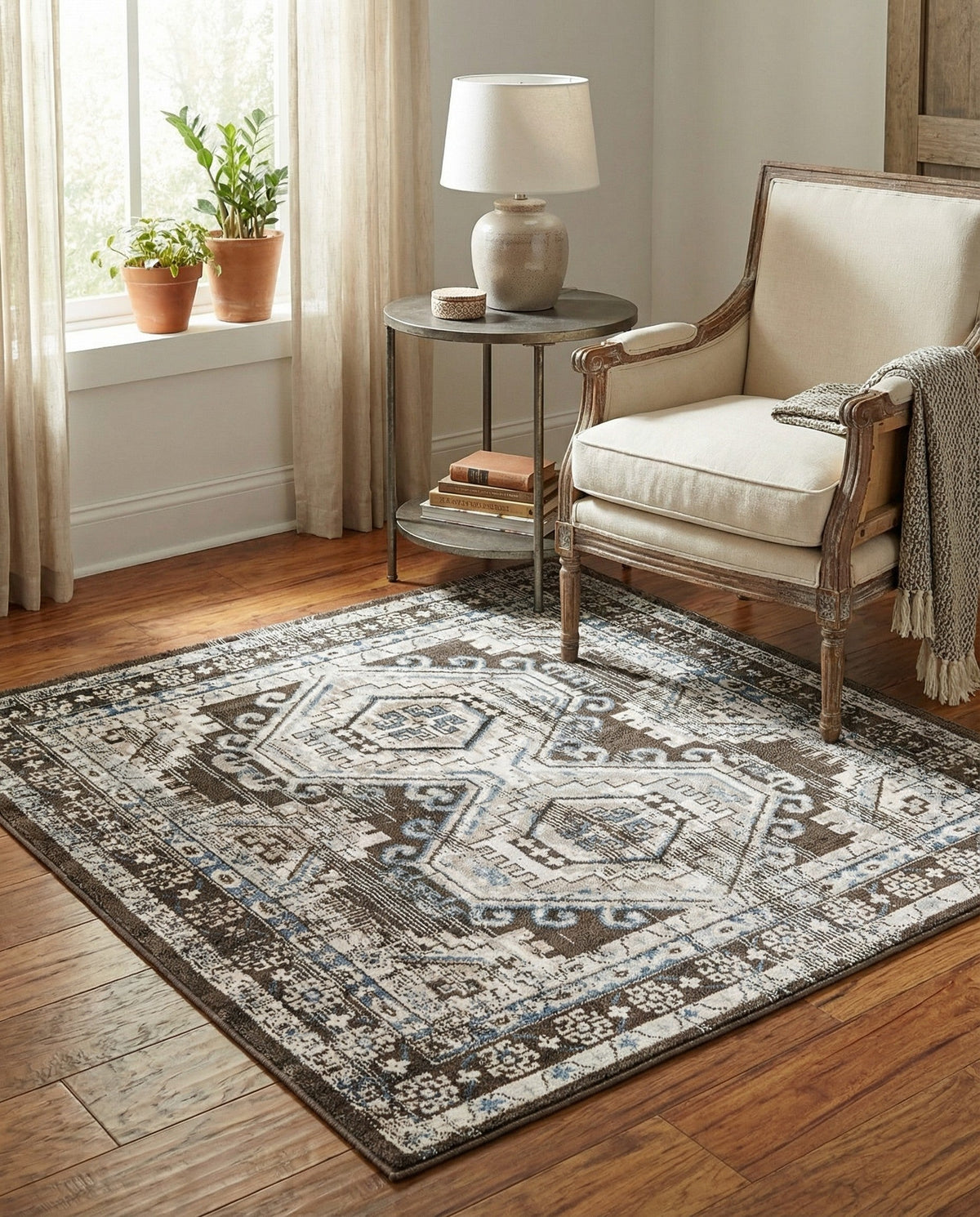 Savannah Elegance Collection Area Rug -  Tybee (Gray) Square Gray  lifestyle 89