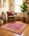 Casablanca Tapestry Collection Area Rug -  Marrakech (Berry Pink) Square Berry Pink  lifestyle 53