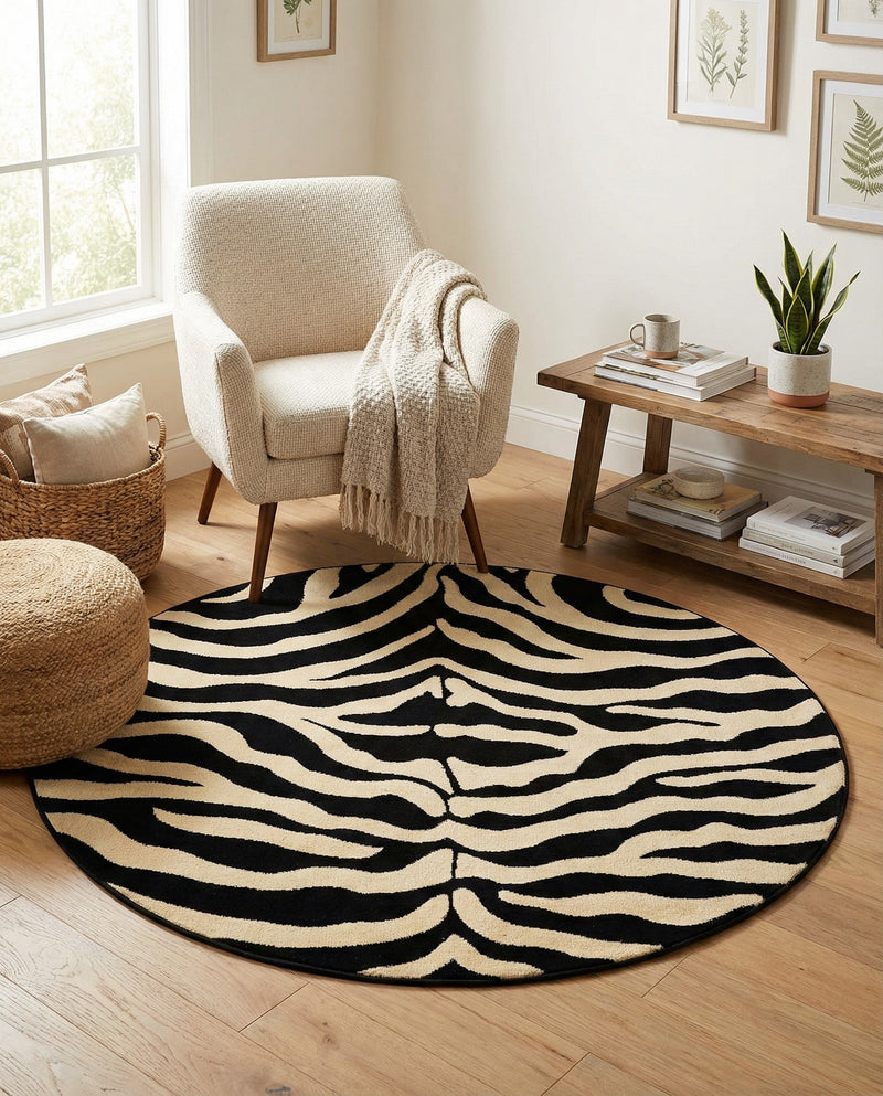 Savannah Sojourn Collection Area Rug -  Kilimanjaro Round Black  lifestyle 55