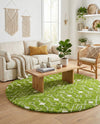 Berber Lattice Shag Collection Area Rug - Atlas (Green) Round Green  lifestyle 47