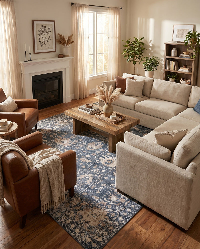Cascade Range Collection Area Rug -  Shasta (Blue) Rectangle Blue  lifestyle 20
