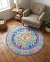 Heritage Elegance Collection Area Rug -  Taj Round Blue  lifestyle 71