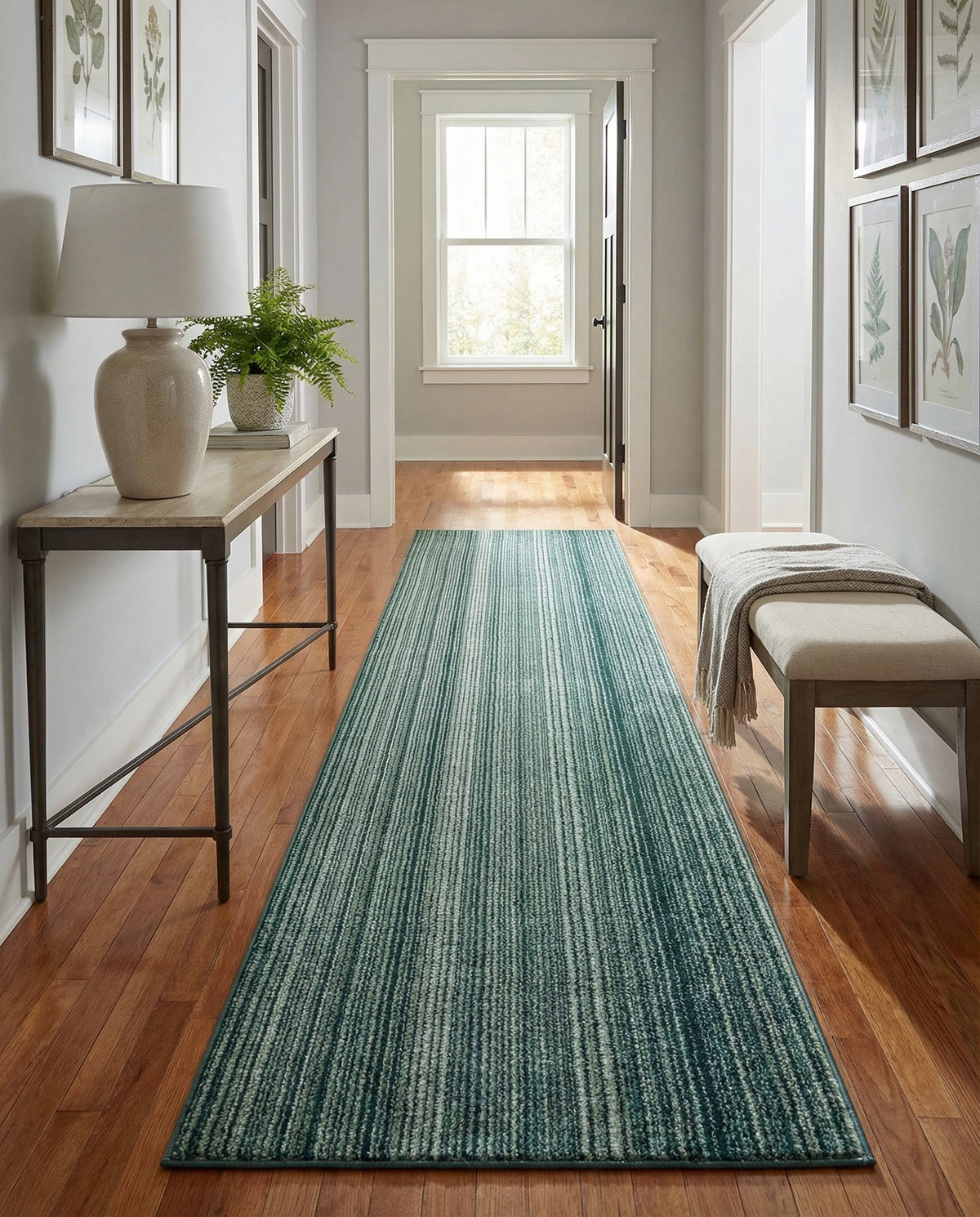 Jewel Oasis Collection Area Rug - Sapphire (Green) Runner Green  lifestyle 141
