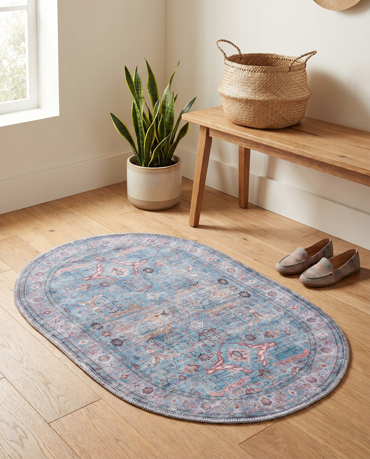 Zahara Oasis Collection Area Rug -  Marrakech Oval Blue  lifestyle 93