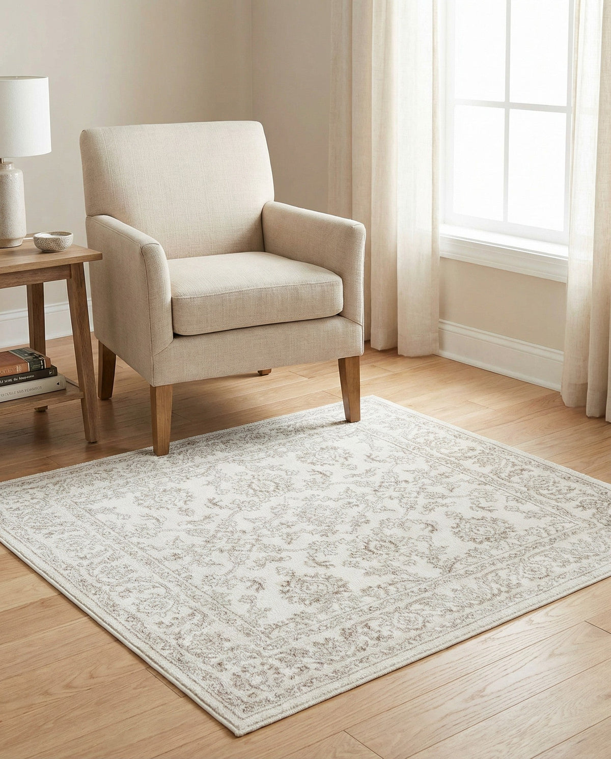 Savannah Elegance Collection Area Rug - Augusta (Ivory) Square Ivory  lifestyle 119