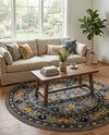 Chateau Elegance Collection Area Rug -  Luxembourg Round Gray  lifestyle 69