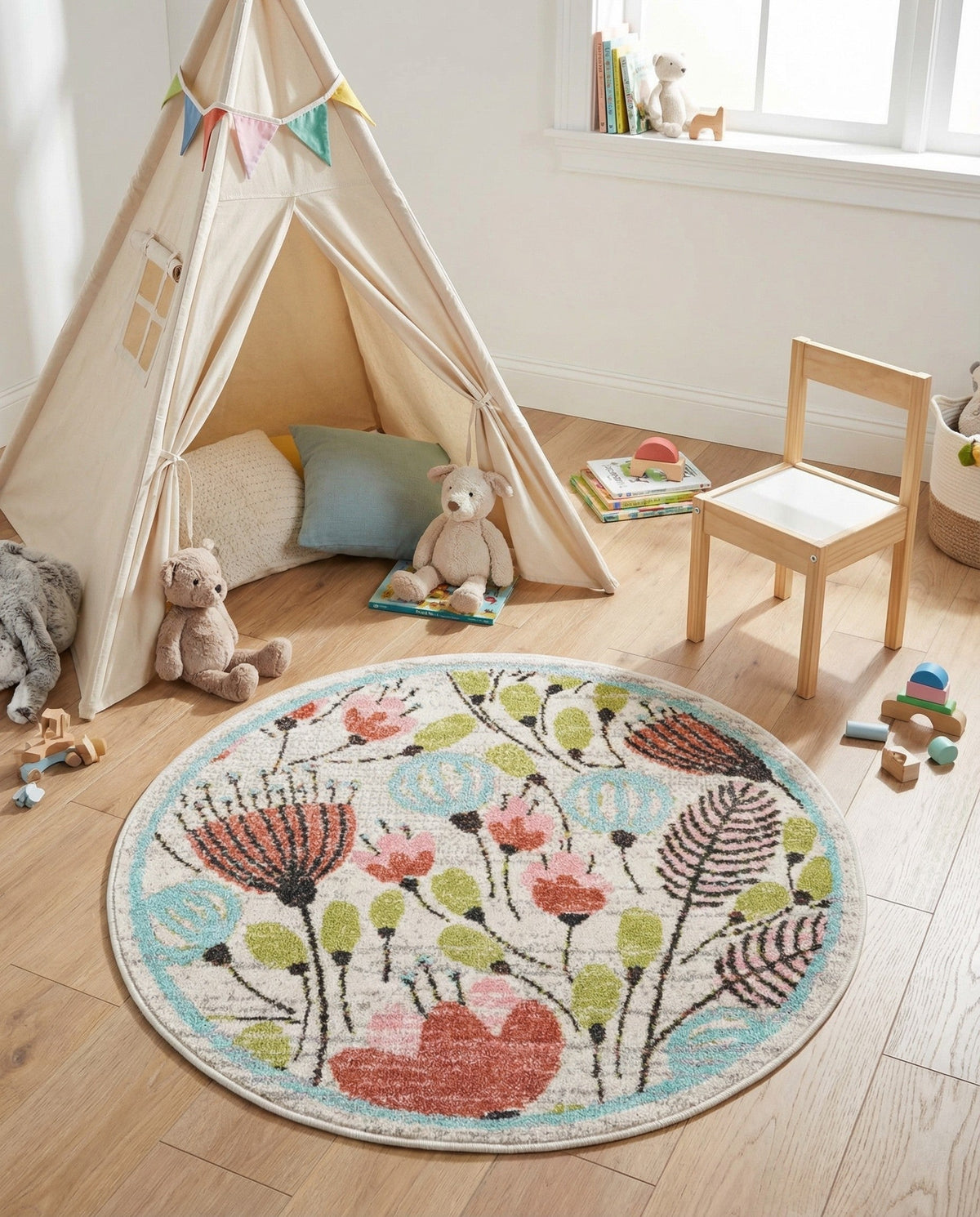 Wonder Tykes Collection Area Rug -  Fantasy Round Ivory  lifestyle 101