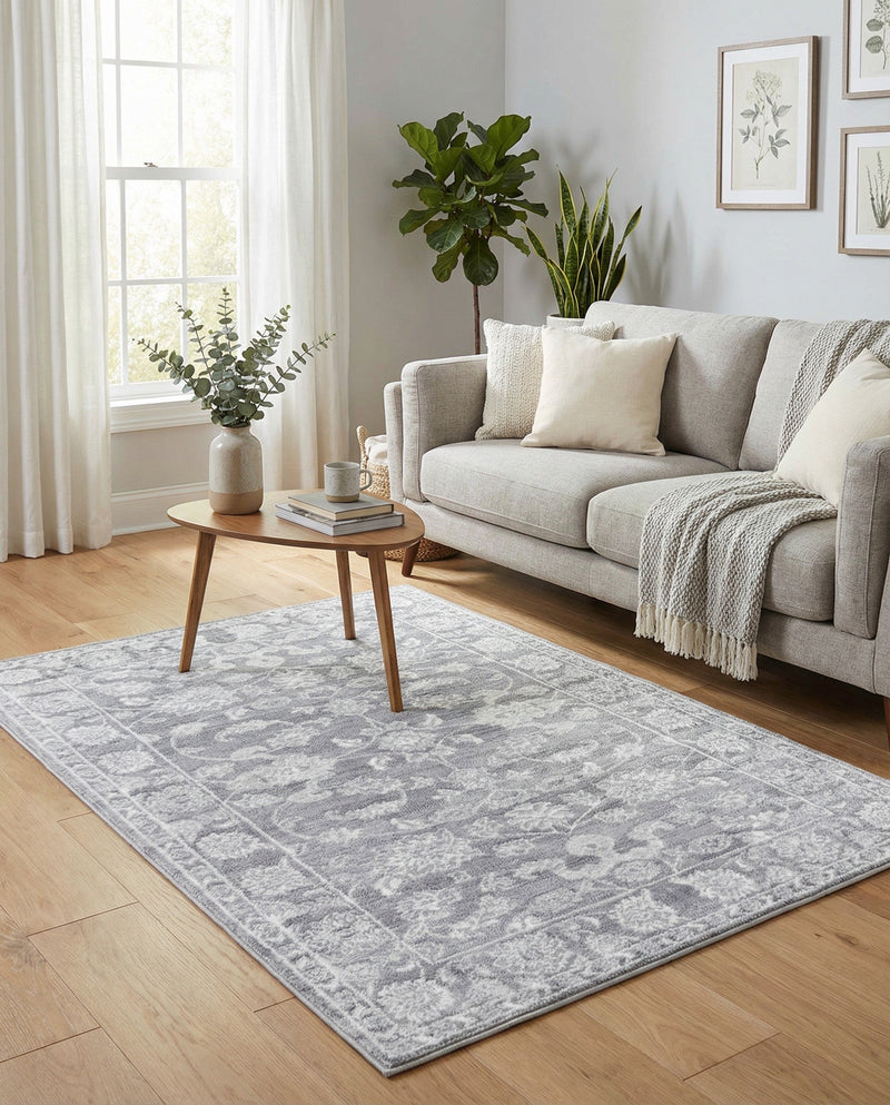 Charleston Elegance Collection Area Rug -  Seaport (Gray) Rectangle Gray  lifestyle 14