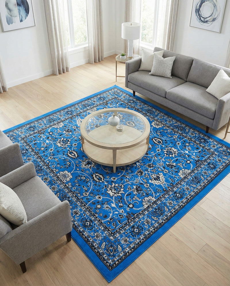Isfahan Elegance Collection Area Rug - Naghsh-e Jahan (Dark Blue) Square Dark Blue  lifestyle 49