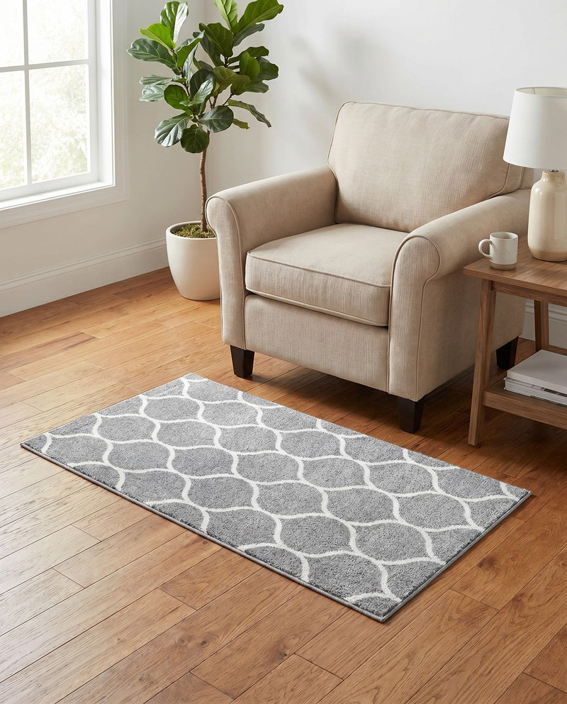 Trellis Mosaic Collection Area Rug -  Pergolatown (Light Gray) Rectangle Light Gray  lifestyle 17