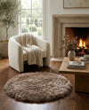 Lambskin Haven Collection Area Rug - Fleeceville Round Beige  lifestyle 14